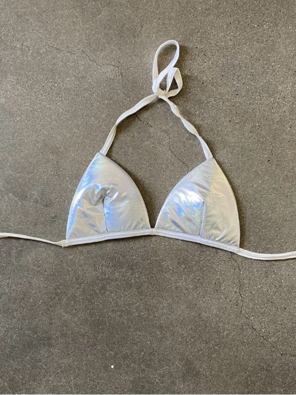 Silver Holographic Triangle Bikini Top - one size
